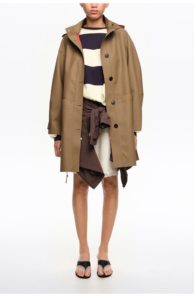 Bimba y Lola Technical A-line Trench, Main, color, Dark Camel