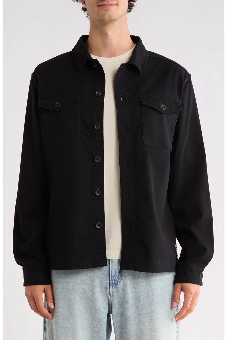 Lounge Twill Knit Shirt Jacket, Main, color, BLACK