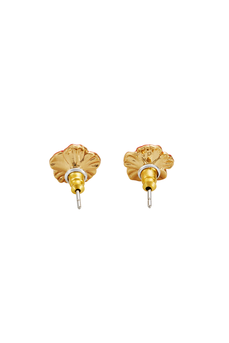 Red Blossom Stud Earrings, Alternate, color, Gold