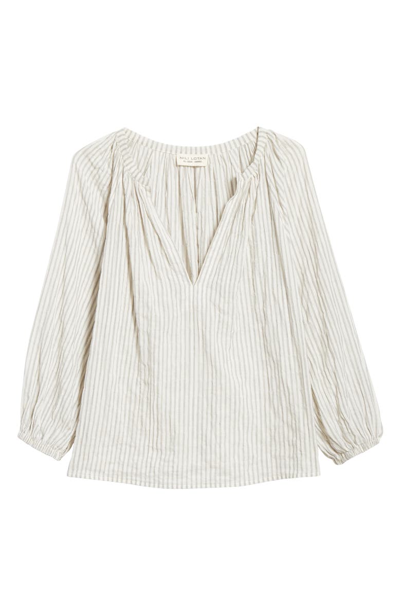 Nili Lotan Brooke Stripe Cotton Blend Top, Alternate, color, 