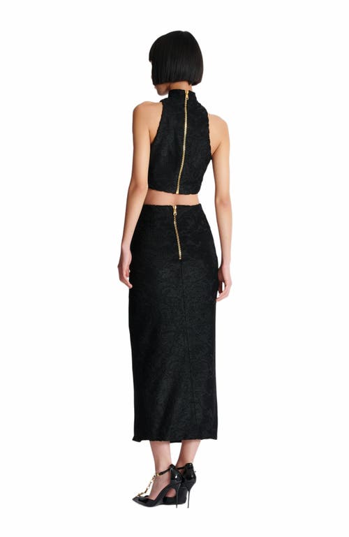 Balmain Baroque Pattern Midi Skirt In Black