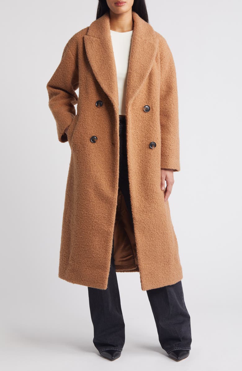 BCBGeneration Double Breasted Bouclé Long Coat, Alternate, color, 
