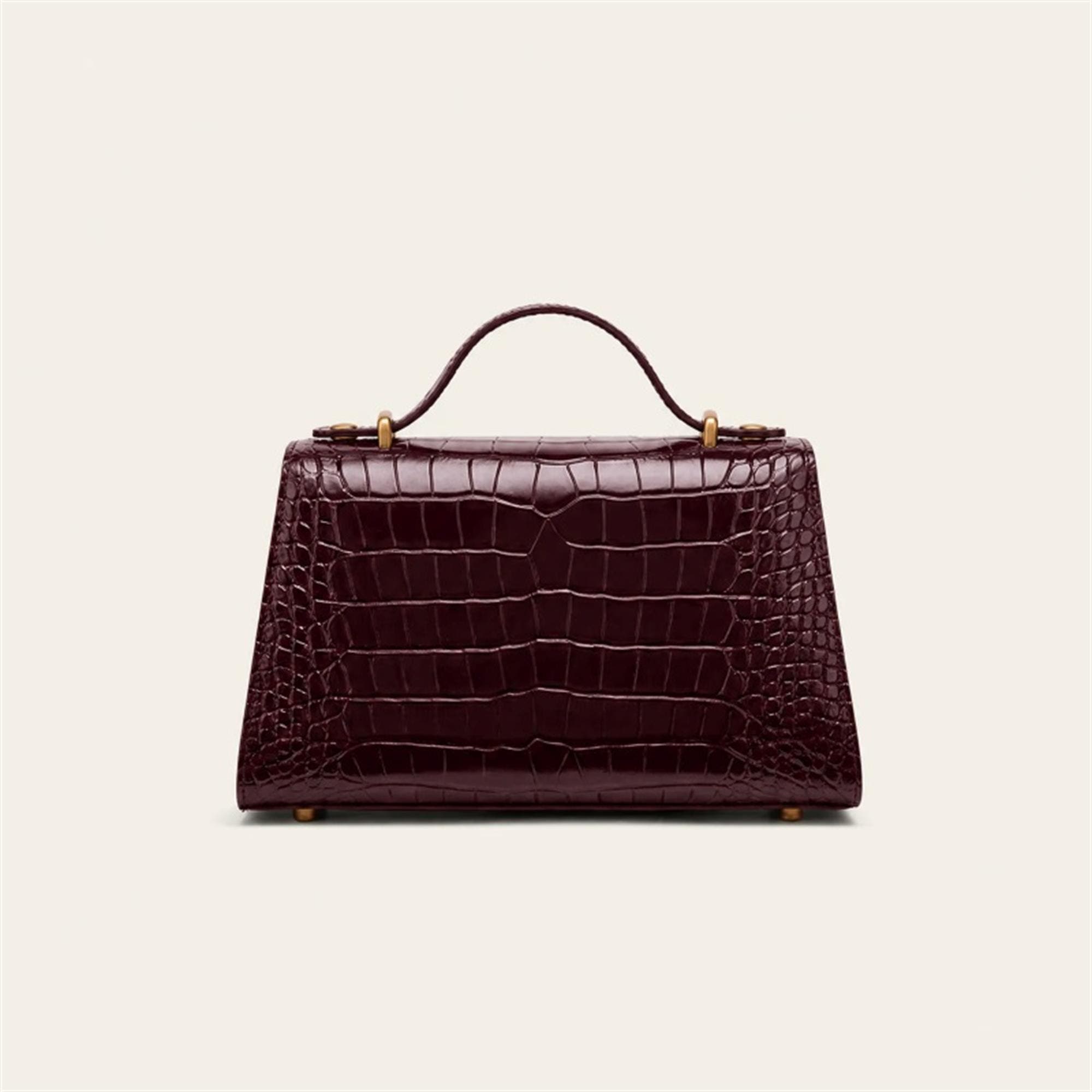 Mi Croc Embossed Leather Top Handle, Alternate, color, Burgundy