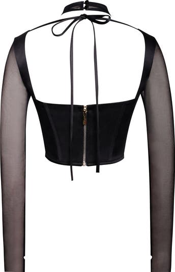 Nataly Mesh Satin Corset Top