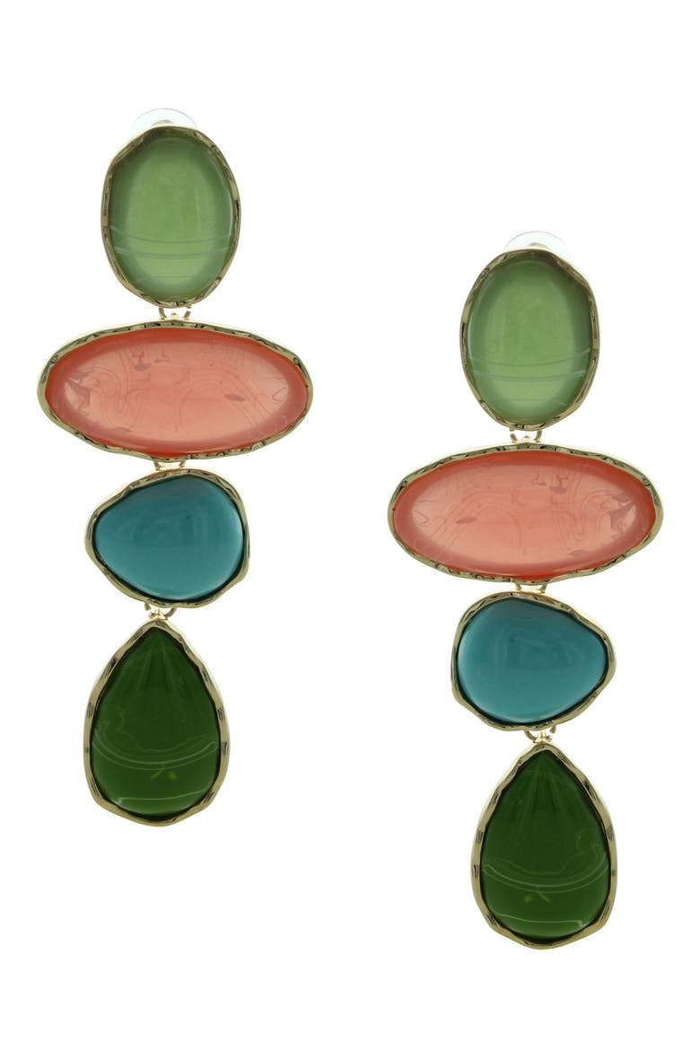 Stepping Stone Drop Earrings, Main, color, GOLD / BLUE / PINK / GREEN