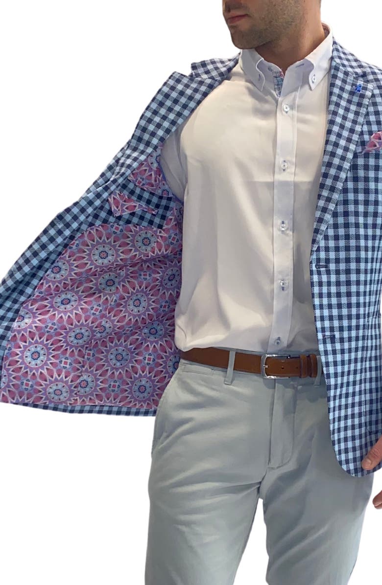 TailorByrd Blue Textured Check Sportcoat, Alternate, color, Navy Light Blue