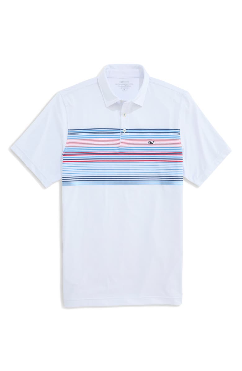 vineyard vines Conch Stripe Sankaty Performance Polo, Alternate, color, White/ Blue/ Red Strpe