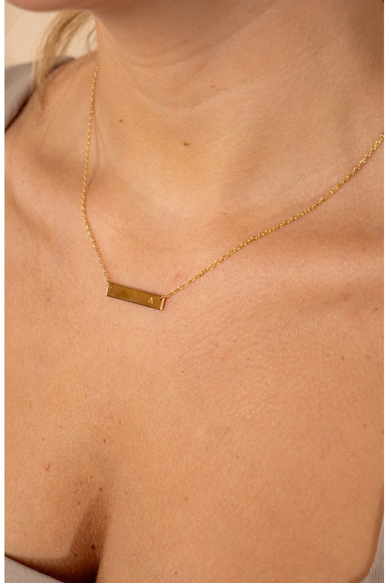 14K Yellow Gold Vermeil Bar Initial Necklace - Multiple Letters Available, Alternate, color, GOLD