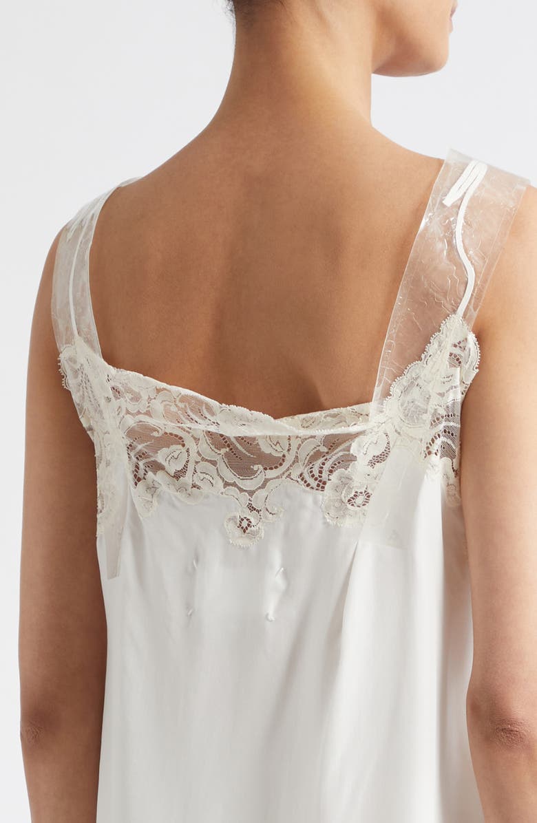 Maison Margiela Lace Trim Silk Slipdress, Alternate, color, Ivory