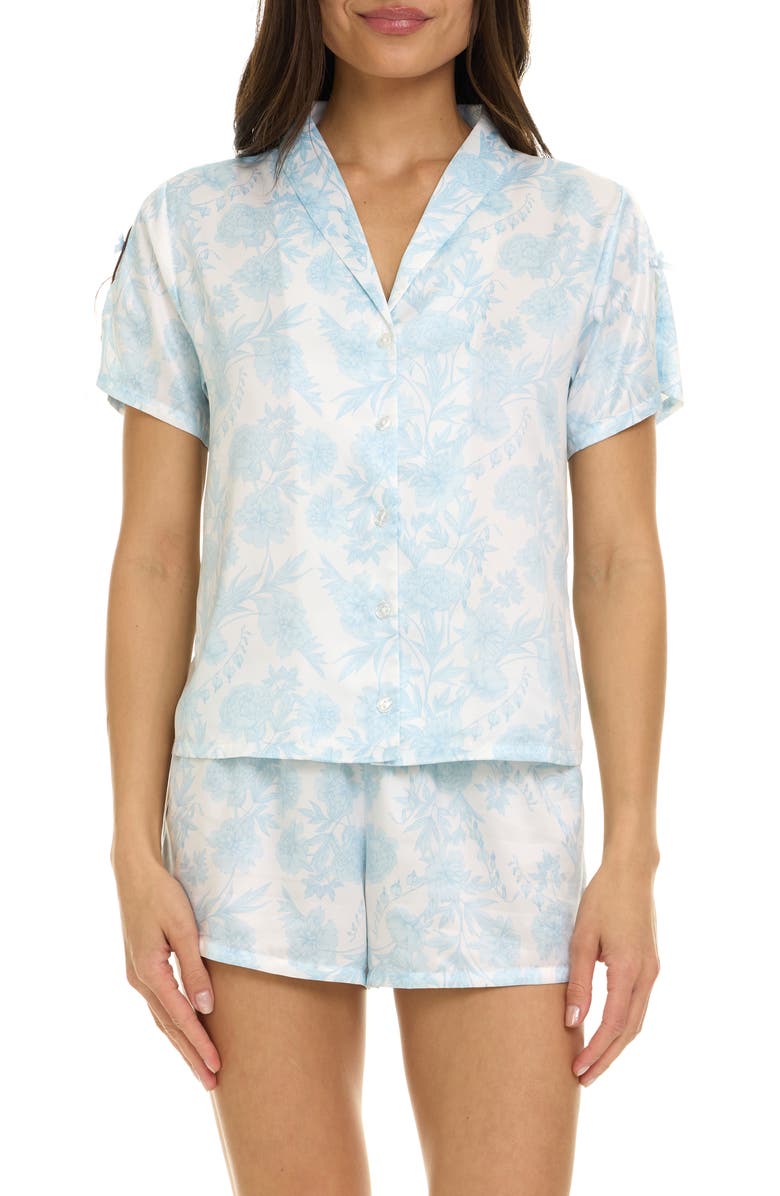 Flora Nikrooz Odessa Floral Satin Pajamas, Main, color, Light Blue