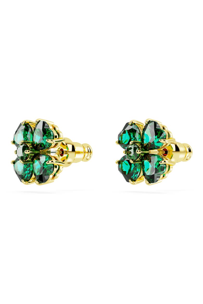 Idyllia Mixed Cut Crystal Clover Stud Earrings, Alternate, color, GREEN