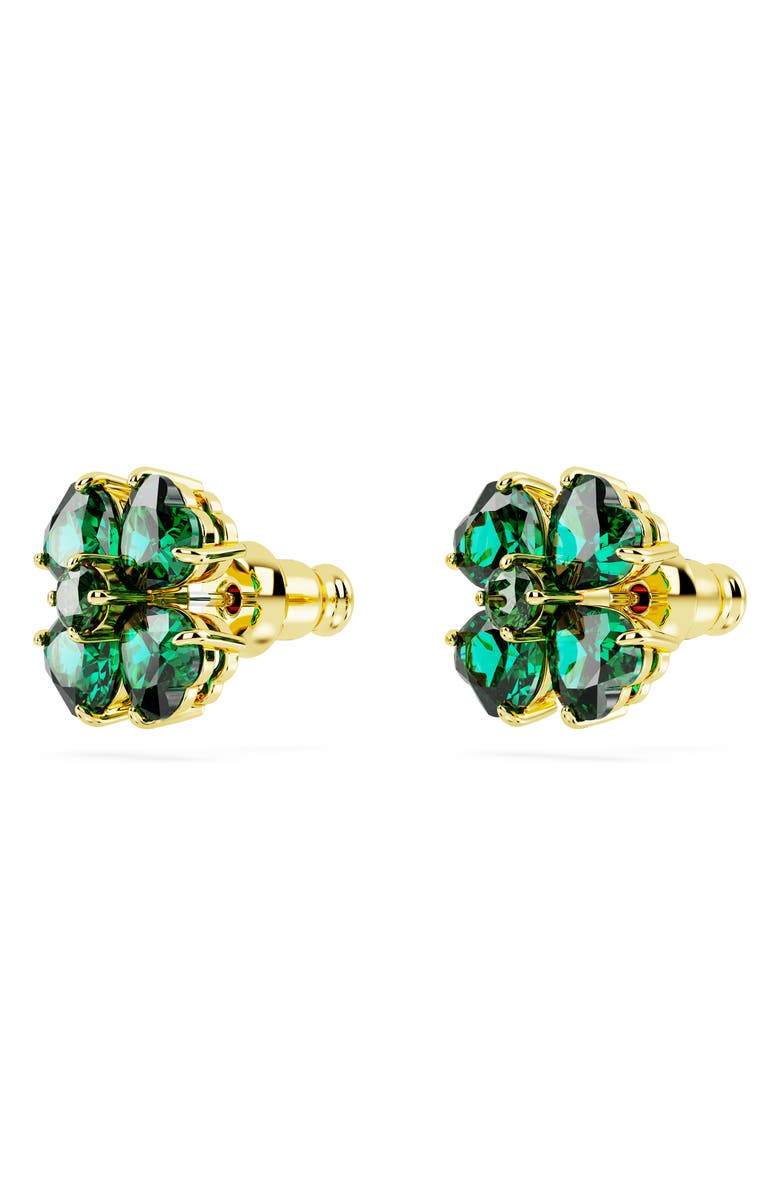Swarovski Idyllia Mixed Cut Crystal Clover Stud Earrings, Alternate, color, Green