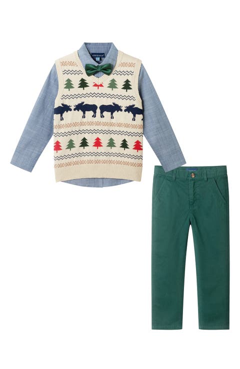 Kids' Sweater Vest, Button-Up Shirt, Pants & Bow Tie Set (Toddler, Little Kid & Big Kid)