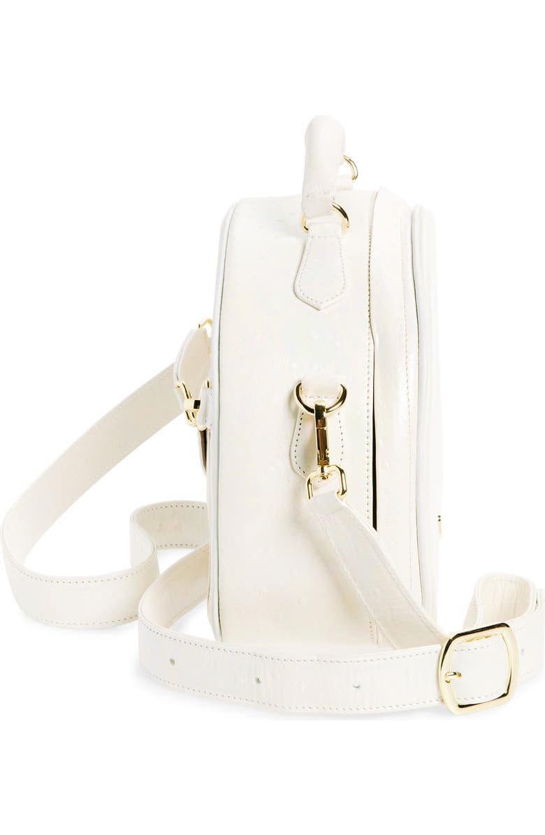 Anima Iris Small Travel Ostrich Embossed Leather Top Handle Bag, Alternate, color,