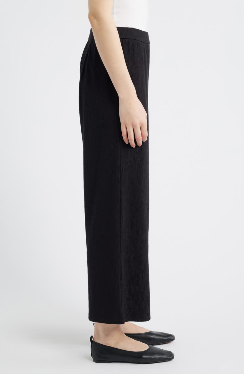 Eileen Fisher Jersey Ankle Wide Leg Pants, Alternate, color, Black