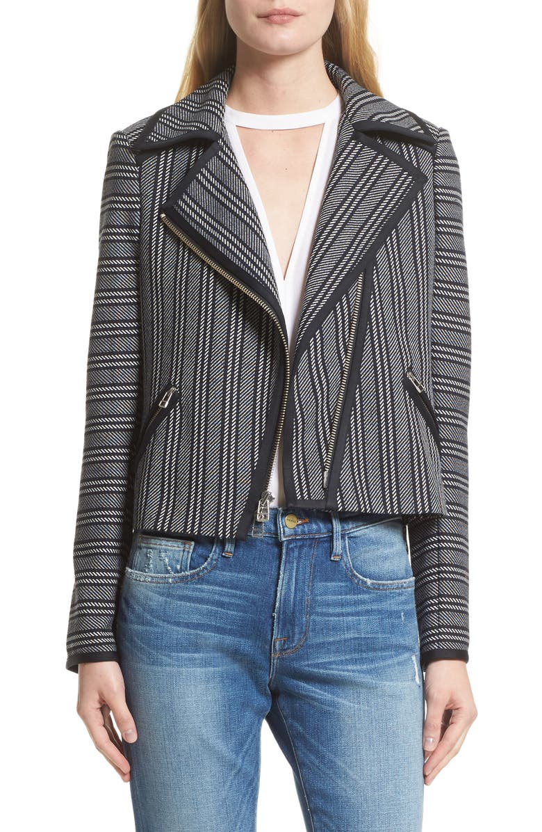 Veronica Beard Benson Moto Jacket, Main, color, 