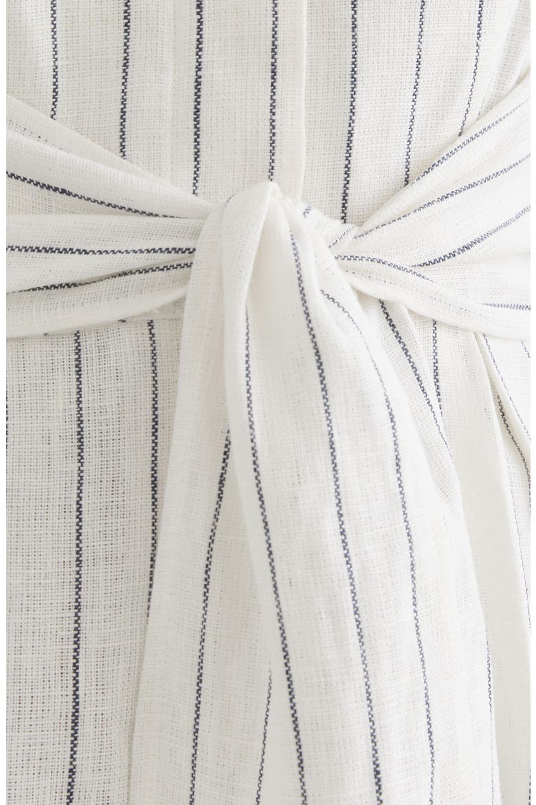 Estella Stripe Tie Waist Romper, Alternate, color, IVORY/ NAVY