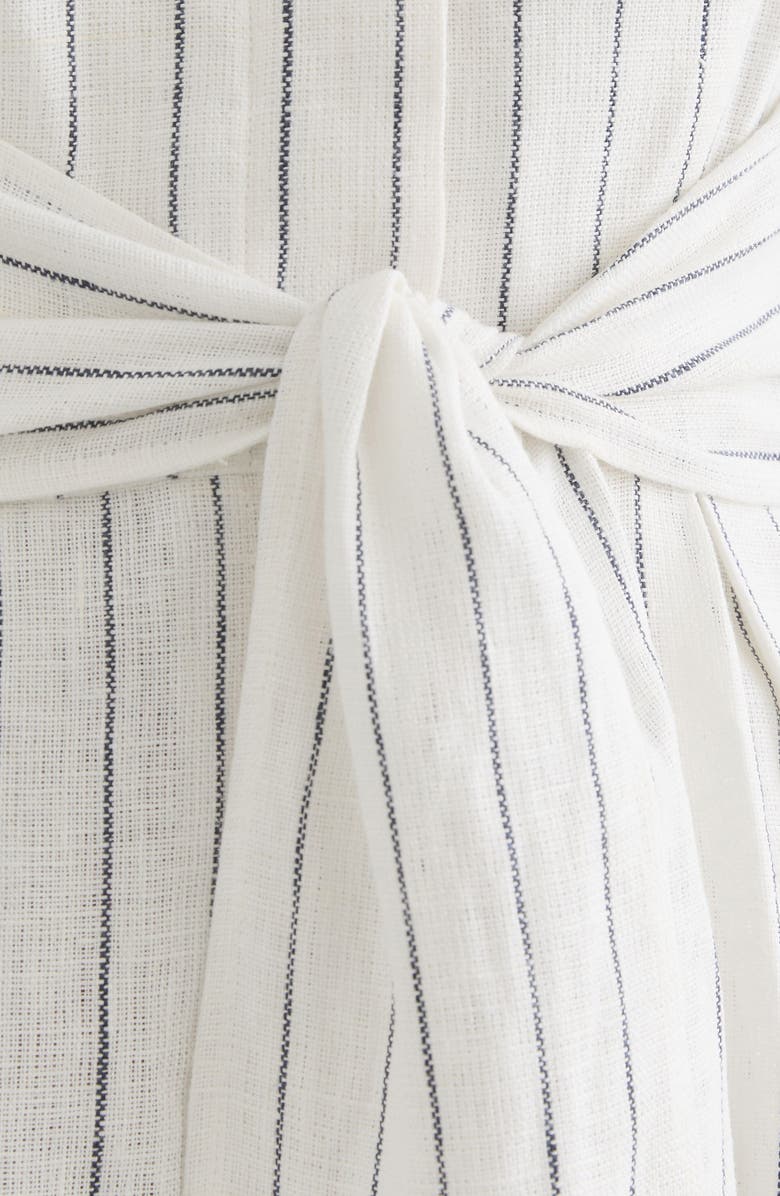 Reiss Estella Stripe Tie Waist Romper, Alternate, color, Ivory/ Navy
