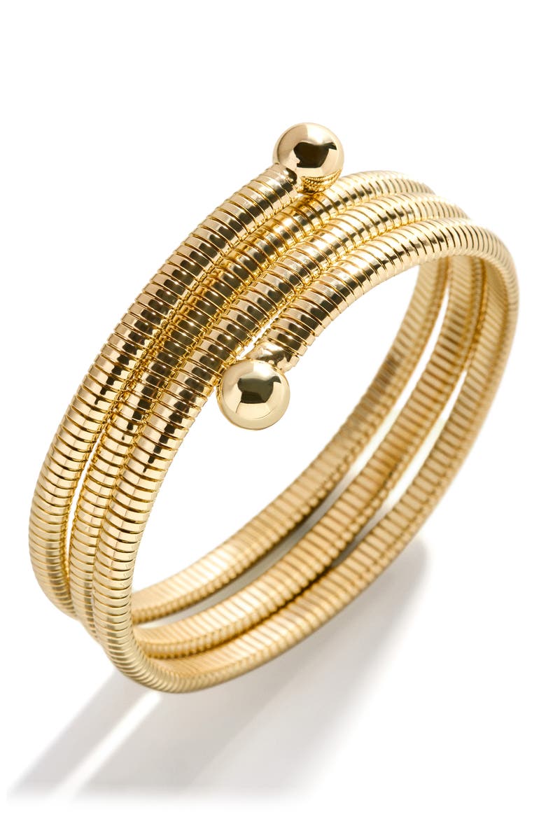 Keira Ribbed Wrap Bracelet, Main, color, GOLD