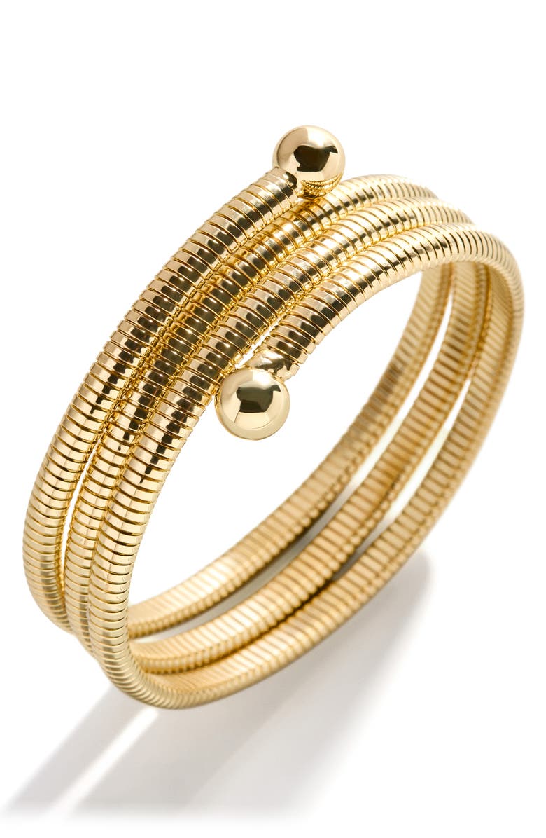 BaubleBar Keira Ribbed Wrap Bracelet, Main, color, Gold