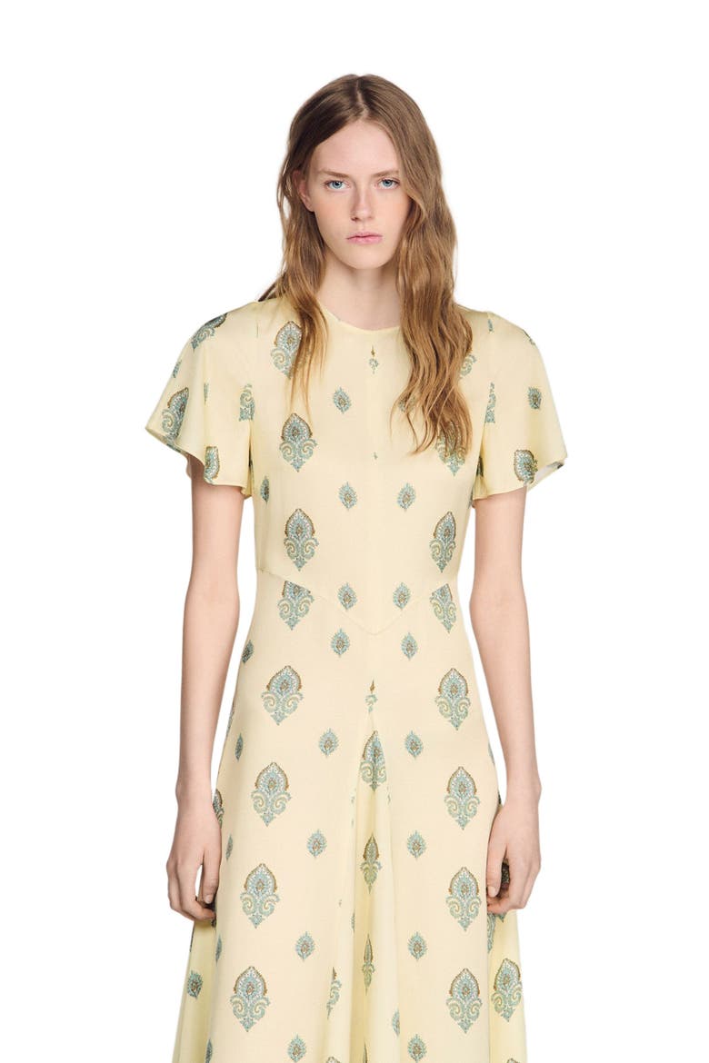 Paisley print maxi dress, Alternate, color, Light yellow