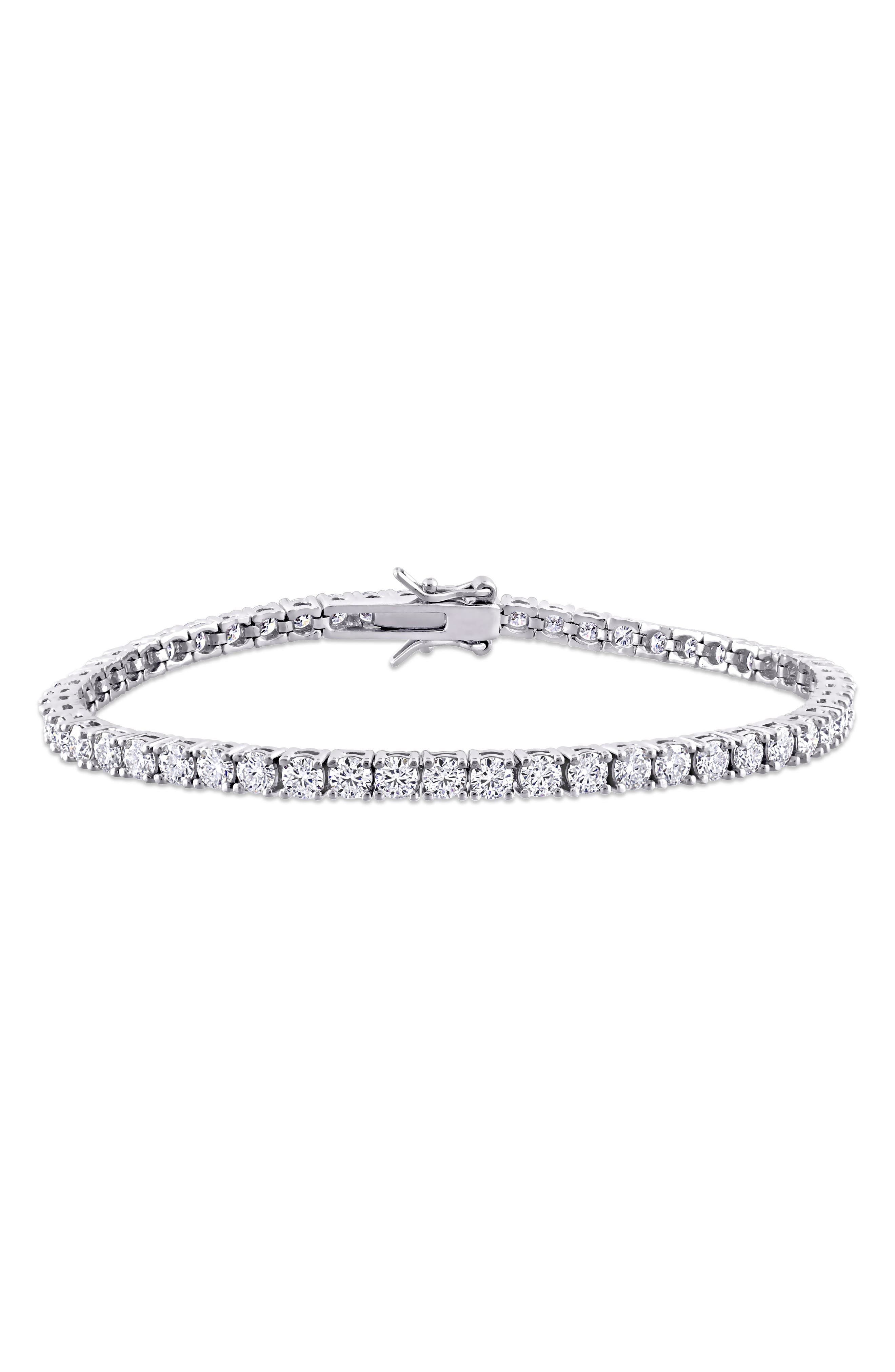 DELMAR Sterling Silver Lab Grown Moissanite Tennis Bracelet