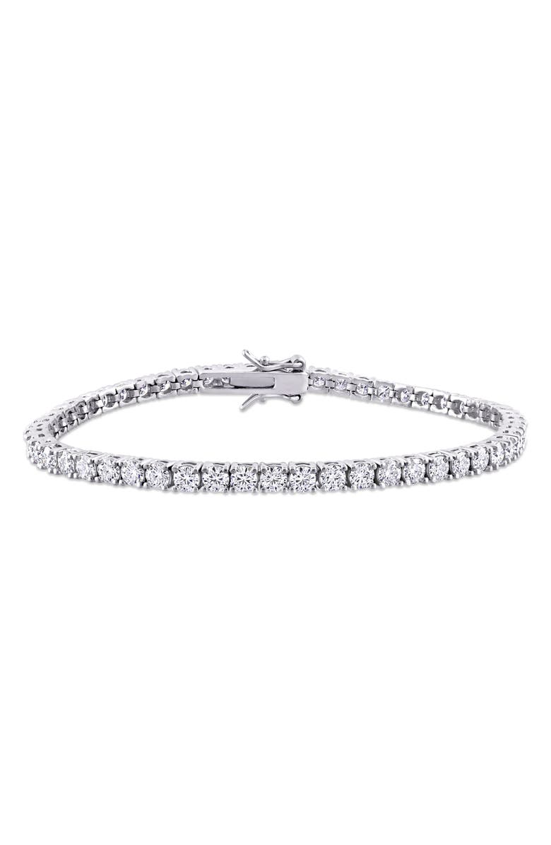 DELMAR Sterling Silver Lab Grown Moissanite Tennis Bracelet, Main, color, Silver