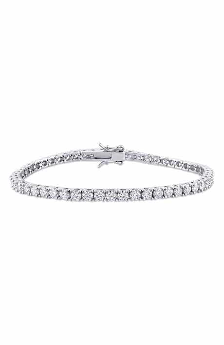 DELMAR Sterling Silver Lab Grown Moissanite Tennis Bracelet