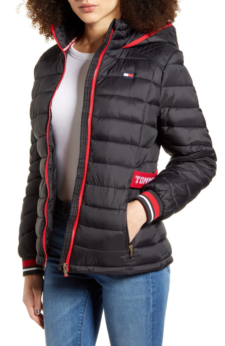 Tommy Sport Logo Cinch Waist Puffer Jacket, Main, color,