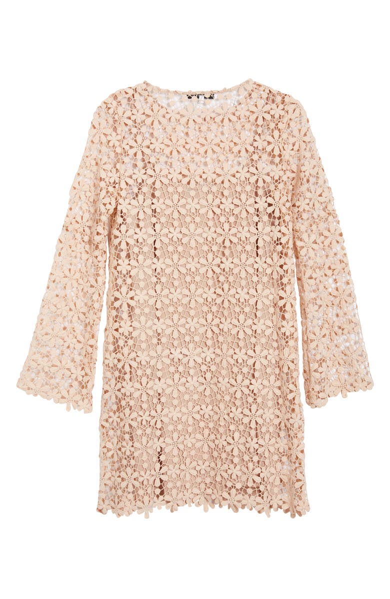 English Factory Lace Long Sleeve Minidress, Alternate, color, 