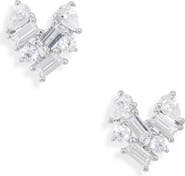 Nadri V-Day Cluster Heart Stud Earrings