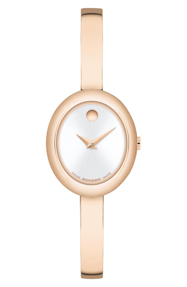 Movado Museum Oval Bangle Watch, 22mm x 26mm, Main, color, Silver