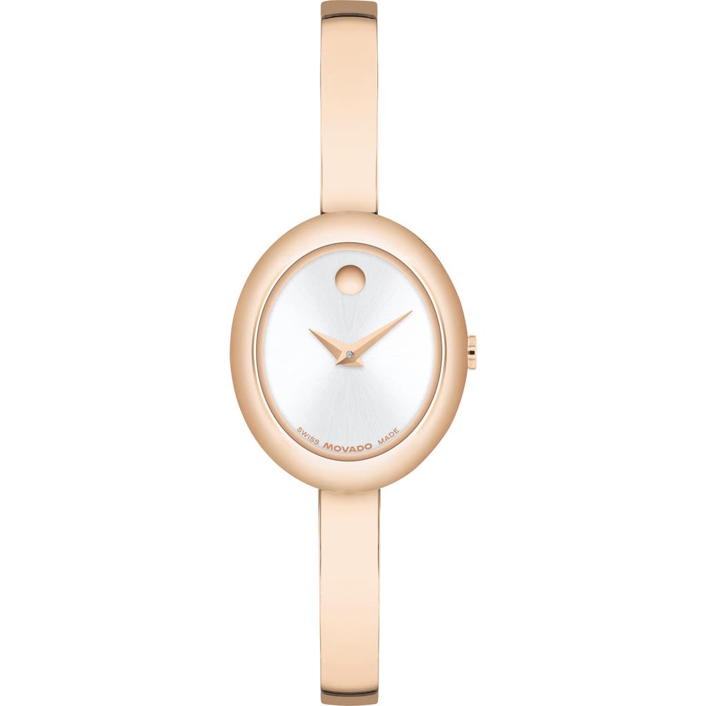 Movado Women's Museum Oval Bangle Swiss Quartz Rose Pvd Watch, 22 X 26mm In Pink