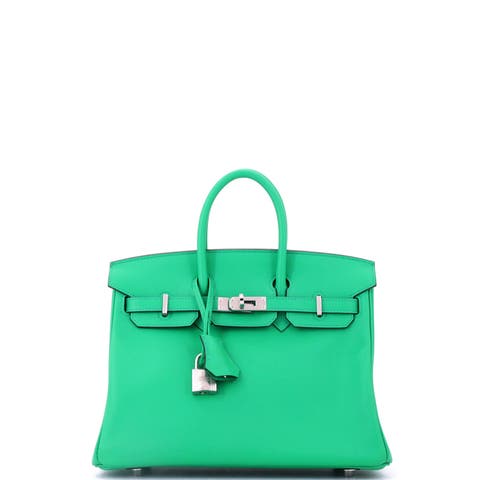 Birkin Handbag Green Swift with Palladium Hardware 25