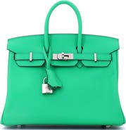 Pre-Owned Hermes Birkin Handbag Green Swift with Palladium Hardware 25