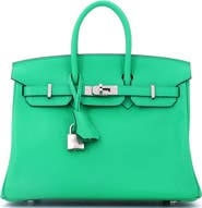 Pre-Owned Hermes Birkin Handbag Green Swift with Palladium Hardware 25