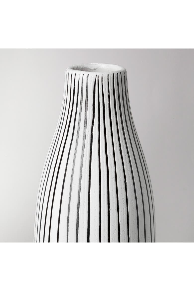 Kira I Small Pinstripe Ceramic Vase, Alternate, color, White