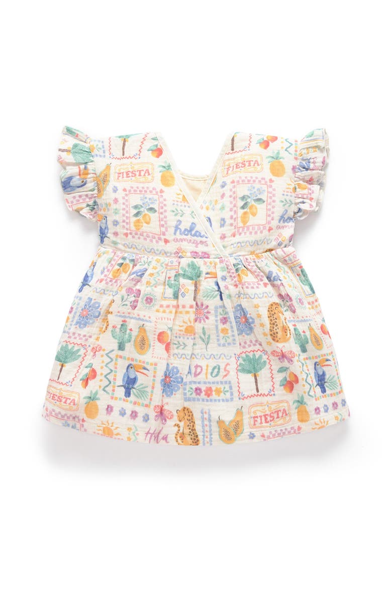 Purebaby Postcard Print Dress, Alternate, color, Postcard Print