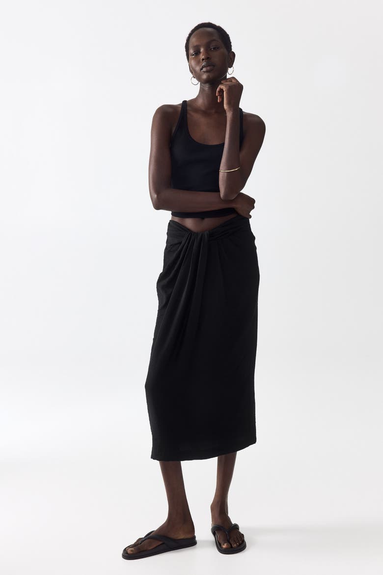 Twist-detail Skirt, Alternate, color, Black