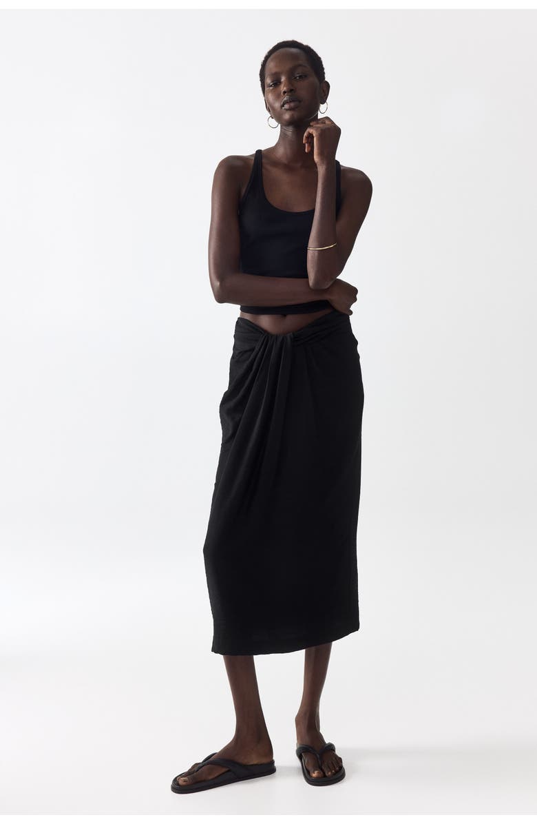 H&M Twist-detail Skirt, Alternate, color, Black