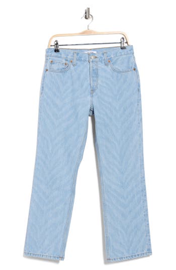 Re/done Easy Straight Crop Jeans In Blue