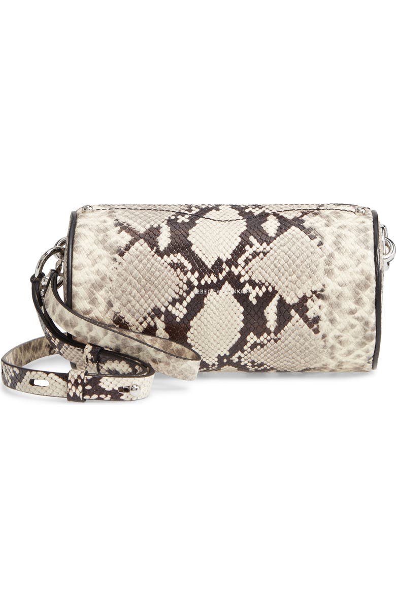 Rebecca Minkoff Python Embossed Leather Barrel Crossbody Bag, Main, color,
