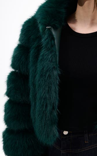 Jolene Faux Fur Hooded Crop Jacket