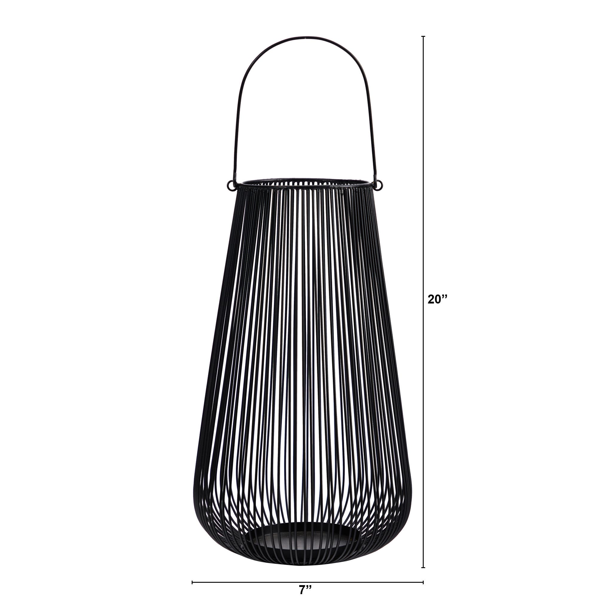 NEARLY NATURAL 20-in Vintage Black Metal Wire Votive Tea Lantern Candle ...