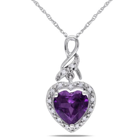 Simulated Alexandrite & Diamond Heart Necklace