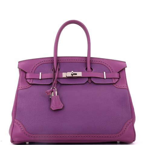 Birkin Ghillies Bag Purple Togo and Swift with Palladium Hardware 35