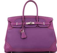 Pre-Owned Hermes Birkin Ghillies Bag Purple Togo and Swift with Palladium Hardware 35