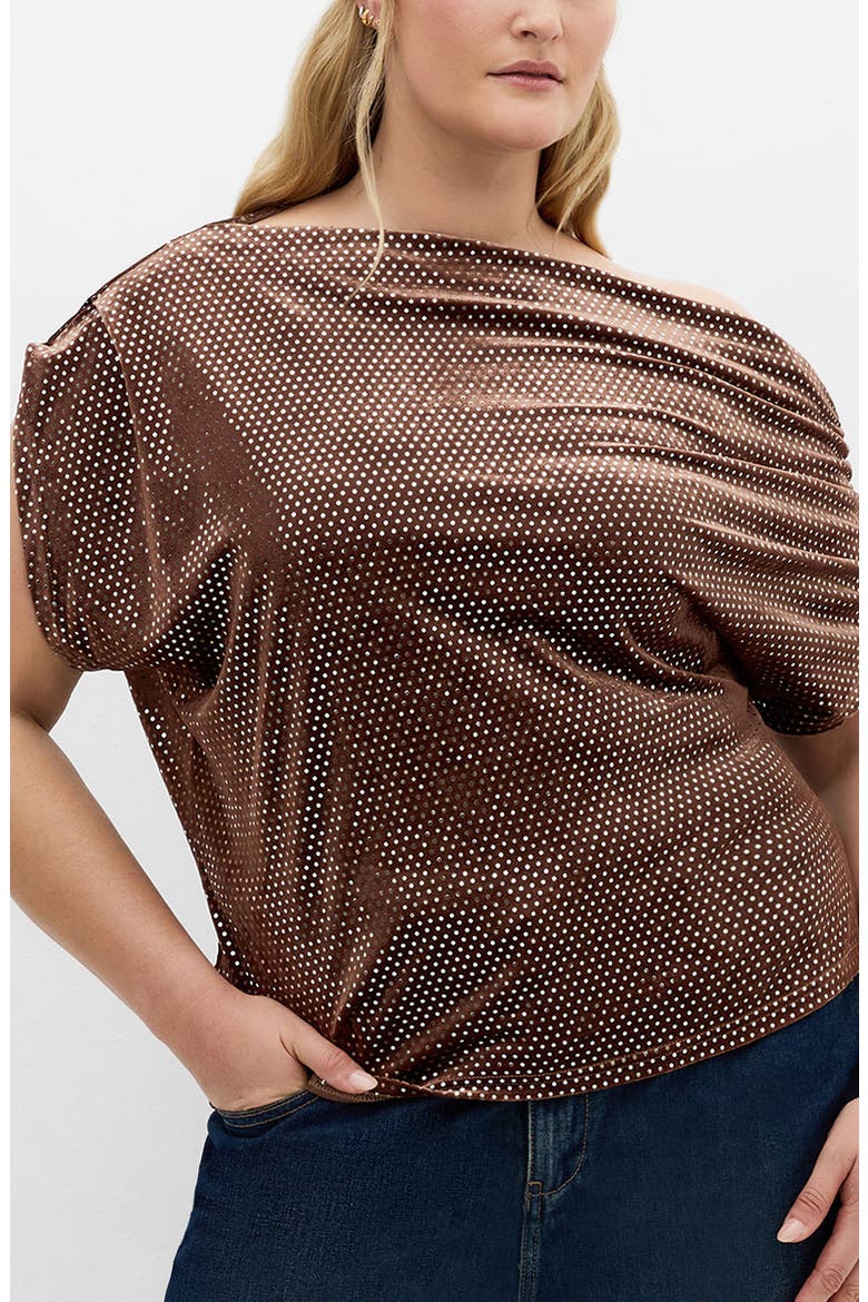 Shimmy One-Shoulder Top, Main, color, BRONZE