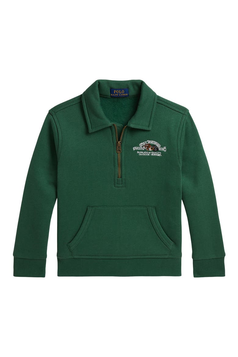 Kids' Quarter Zip Fleece Pullover, Main, color, VERANO GREEN