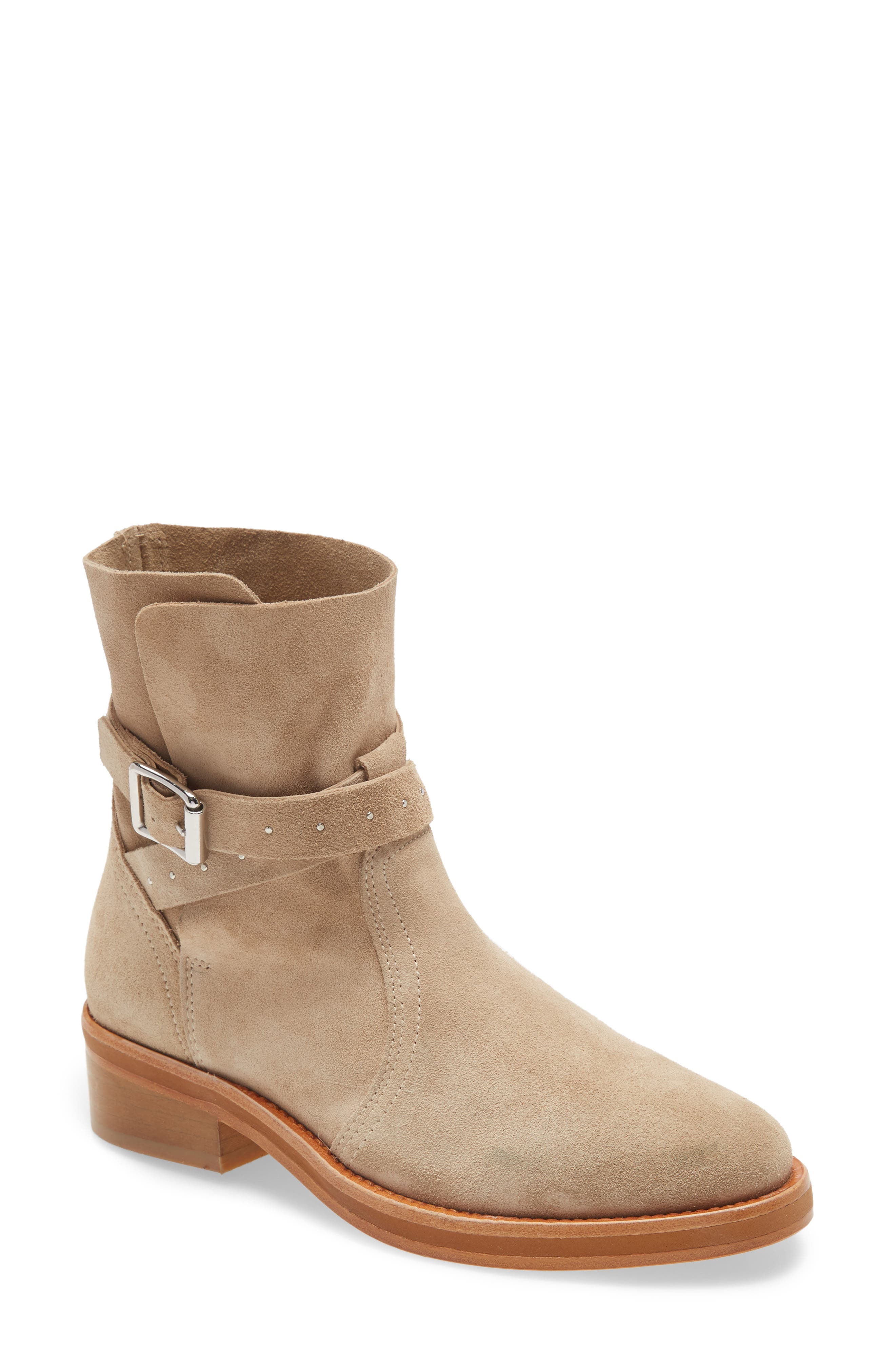 Carla Buckle Boot, Main, color, STONE SUEDE